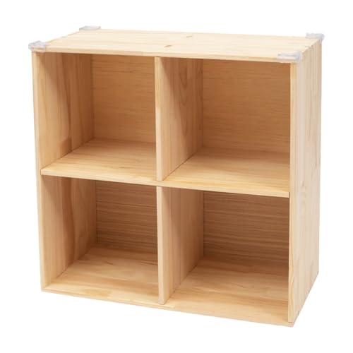 4 Cube Storage Organizer - Solid Wood Bookshelf - Cube Shelf - Vertical or Horizontal Bookcase - Open Book Shelf - Easy Assembly for Bedroom, Living Room, Office - size: 4-Cube