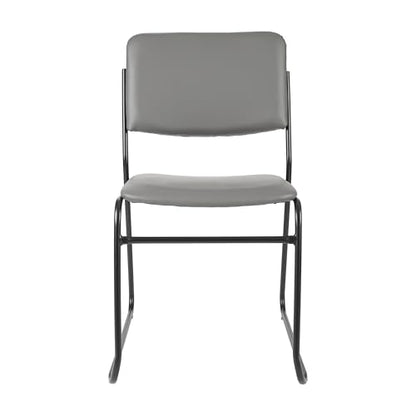 Flash Furniture Hercules Vinyl Stackable Chair with Sled Base, Gray | Vinyl Upholstery, 500 LBS. Weight Capacity - color: Gray Vinyl/Black Frame, size: Set of 1