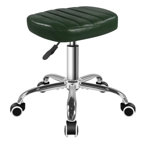 BFTOU Minimalist Square Swivel Stool with Wheel for Work SPA Shop Massage Height-Adjustable and Cost-Effective Rolling Stool Chair (Green) - color: Green