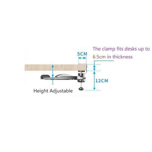Clamp-on Mouse Tray Under Desk Adjustable Clamp Rotating Wrist Mouse Extended Holder for Desks Computer Platform Tray Padding Arm Rest Pad Black
