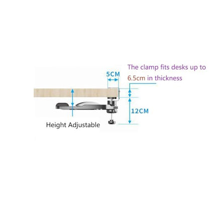 Clamp-on Mouse Tray Under Desk Adjustable Clamp Rotating Wrist Mouse Extended Holder for Desks Computer Platform Tray Padding Arm Rest Pad Black