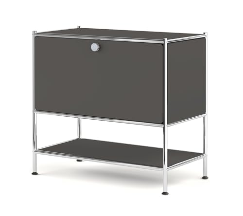 Metal Nightstand, Mid-Century Modern Bookshelf, Flap Door 27.5 | Sleek Modern Design,Space-Saving, Cube Storage Organizer, Bedside Table, Entryway Console for Home, Office, or Foyer - color: Matt Grey