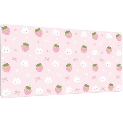 Pink Strawberry Desk Mat, Cute Extended Gaming Keyboard Mouse Pad, Large Office Desk Cover Mat Pad Deskmat, Non-Slip Leather Home Office Desk Mat Protector 23.6"x11.8" - color: Pink Strawberry, size: 23.6" x 11.8"