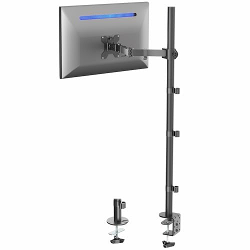 VIVO Extra Tall Single Monitor Desk Mount, 39 inch Pole VESA Stand for 13 to 32 inch Screens and up to 38 inch Ultrawides, Holds 22 lbs, Black, STAND-V011 - color: Black, size: 39" tall