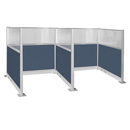 Versare Pre-Configured Hush Panel Electric Cubicle | Workstation Divider Walls | Cubicle Privacy Panels | Office Partition Walls - color: Ocean, size: 6' x 6' W/ Window Double