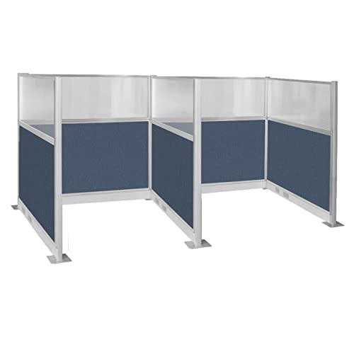 Versare Pre-Configured Hush Panel Electric Cubicle | Workstation Divider Walls | Cubicle Privacy Panels | Office Partition Walls - color: Ocean, size: 6' x 6' W/ Window Double
