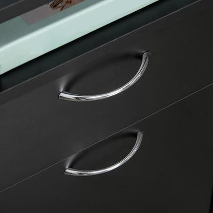 HOMCOM Mobile Storage Cabinet Organizer, Bathroom Drawer Cabinet, Black | Printer Stand, Castors - color: Black