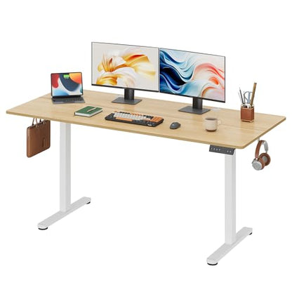 DEVAISE 63 Inch Standing Desk with Split Top, Computer Desk, Maple - color: Maple, size: 63 Inch