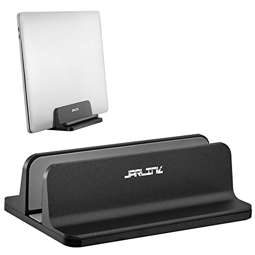 JARLINK Vertical Laptop Stand, Adjustable Aluminum Desktop Holder, Black - color: Black, size: 1-slot