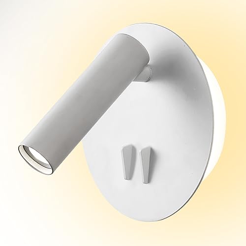 ZEROUNO Bedroom Wall Lamp with Switch Reading Light Hardwired Sconces Which Angle Adjustable for Bed-Side Interior Design (White) - color: White