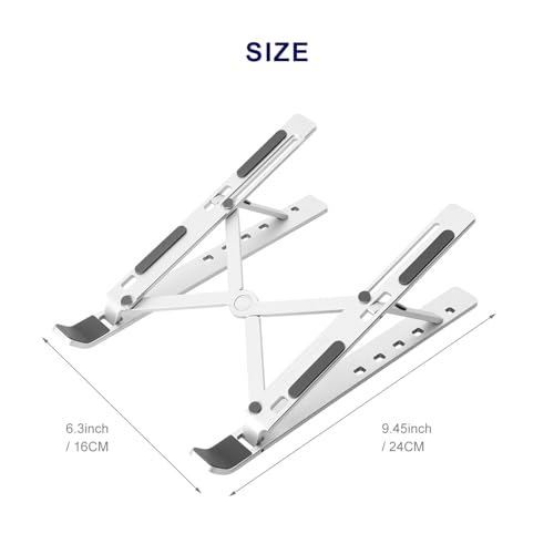 Ergonomic and Foldable Laptop Stand for Desk, Adjustable Riser, Fits All Laptops and Notebooks up to 17,Ultra-Thin,Ventilated Cooling,ABS+Silicone,Silver. - color: Silver
