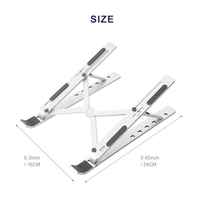 Ergonomic and Foldable Laptop Stand for Desk, Adjustable Riser, Fits All Laptops and Notebooks up to 17,Ultra-Thin,Ventilated Cooling,ABS+Silicone,Silver. - color: Silver