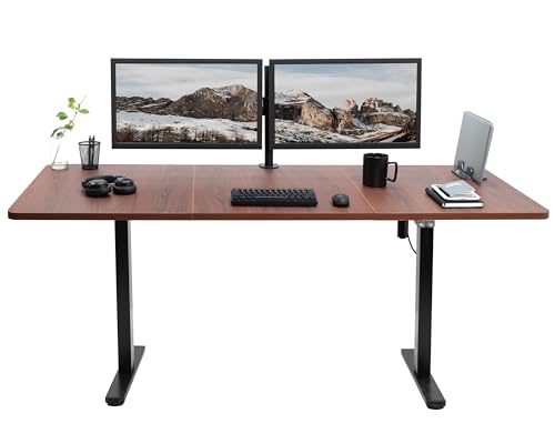VIVO Dark Walnut 71 x 30 in Standing Desk, DESK-KIT-0B7D - color: Dark Walnut Top / Black Frame, size: 71 x 30 inch