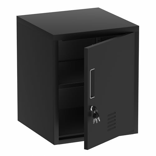 Metal Storage Locker Cabinet with Locking Door and Adjustable Shelf for Home Office Classroom Workshop Organization (Black) - color: Black