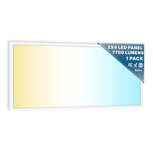Sunco 2x4 LED Flat Panel Light, 3CCT Selectable, 40-60W, Dimmable, 3CCT | 7700LM, Selectable Wattage 40W/50W/60W, 3CCT Options 4000K/5000K/6000K, 0-10V, Drop Ceiling Office Lighting Fixture