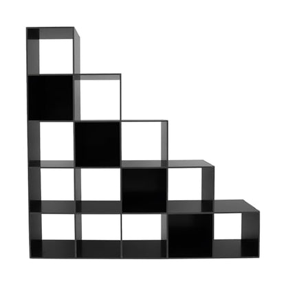 5-Tier Stepped Bookshelf, 15 Cube Storage Organizer, Freestanding Ladder Bookcase, L-Shaped Corner Shelf, Room Divider Shelf, 57.5" Tall Modern Display Shelf for Home Office Living Room - size: 15-Cube/L-Shaped