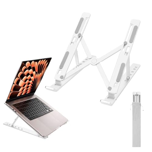 Ergonomic and Foldable Laptop Stand for Desk, Adjustable Riser, Fits All Laptops and Notebooks up to 17,Ultra-Thin,Ventilated Cooling,ABS+Silicone,Silver. - color: Silver