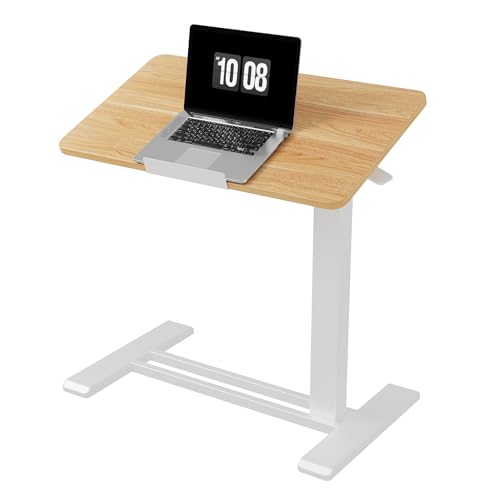 FLEXISPOT H7 PRO 90° Tiltable Mobile Overbed Table with Pneumatic Lift,28'' | Full foldable bedside table with adjustable desktop for laptop, Rolling Computer Cart and bed sofa.27.6" W x 15.7" D,Maple - color: Maple, size: 28x16