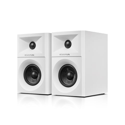 Sanyun SW203 3" 2-Way Active Bookshelf Speakers for Desktop Computer PC - color: White