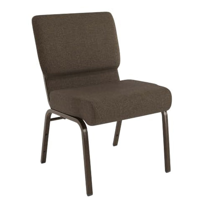 Flash Furniture HERCULES Series 21''W Stacking Church Chair in Brown Fabric - Gold Vein Frame - color: Brown Fabric/Gold Vein Frame, size: Set of 1