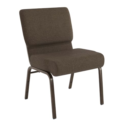 Flash Furniture HERCULES Series 21''W Stacking Church Chair in Brown Fabric - Gold Vein Frame - color: Brown Fabric/Gold Vein Frame, size: Set of 1