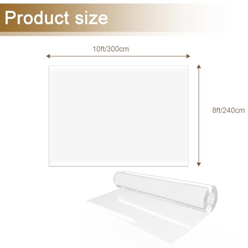 8x10ft Clear Area Rug, 60 mil Thick Vinyl Transparent Runner, Plastic Floor Mat - color: Frosted, size: 8x10ft