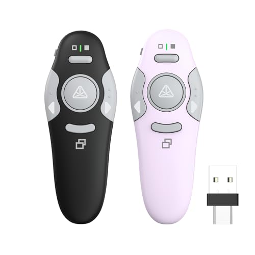 QUI 2 Pack Wireless Presentation Clicker Remote,USB A&C,Black Purple - color: Black Purple, style: USB Type-c