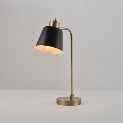 Globe Electric 18" Matte Brass Desk Lamp with Matte Black Metal Shade | Adjustable pivot joint, metal shade, rotary switch, requires 1 E26 60W bulb (sold separately), 61000055 - color: Matte Black Metal