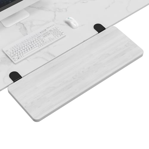 Sisyphy Ergonomics Desk Extender Tray, 25.2x9.5" Punch-Free Clamp on, Foldable Keyboard Drawer Tray, Table Mount Arm Wrist Rest Shelf, Computer Elbow Arm Support - color: White, size: 25.2*9.5"(64*24cm)