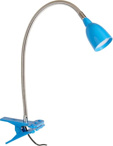 Newhouse Lighting NHCLP-LED-BLU Blue Metal Flexible Clamp-Style LED Goose Neck Desk Lamp in 3000K Warm White Color Temperature with Power Adapter and 6 ft. Power Cord - color: Blue