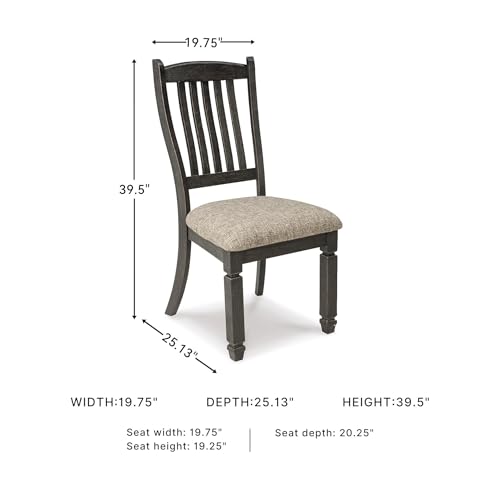 Signature Design by Ashley Tyler Creek Upholstered Dining Chairs, Set of 2 | Supportive slat-back solid and engineered wood frame, Grayish-brown cushioned seat, Reliable 250-lb capacity for daily use - color: Black