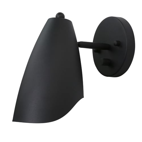 Pathson Modern Wall Sconce with Dimmer Switch, Brass Metal Wall Lamp Lighting, Adjustable Light Angle, E26 Bulb Base Reading Lighting for Wall Painting Bedroom Hallway Living Room Dining Room - color: Black Type-2