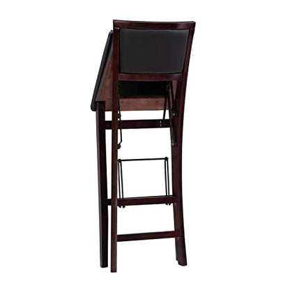 Linon Keira Pad Back Folding Bar Stool - color: Merlot/Brown, style: Bar Stool