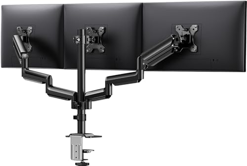 ErGear Triple Monitor Mount for 13-27 inch Screens, Premium Aluminum Triple Monitors Stand up to 17.6 lbs, Sturdy 3 Monitor Desk Mount with Swivel, Tilt, Rotation, Max VESA 100x100mm - size: 13-27 Inch, style: without USB