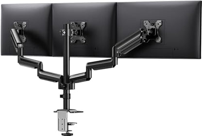 ErGear Triple Monitor Mount for 13-27 inch Screens, Premium Aluminum Triple Monitors Stand up to 17.6 lbs, Sturdy 3 Monitor Desk Mount with Swivel, Tilt, Rotation, Max VESA 100x100mm - size: 13-27 Inch, style: without USB