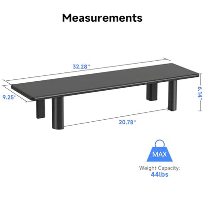 suptek Dual Monitor Stand Riser, 32.28" Large Stands for 2 Monitors | Wooden Desktop Organizer Shelf for Office Desk Computer, TV, Laptop