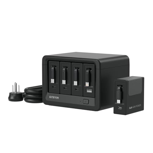 Gitryin 12-in-1 Desktop Charging Station, 160W USB Retractable GaN Charger - size: With 1 Micro, 1 Lightning, 3 Type-C Chargers