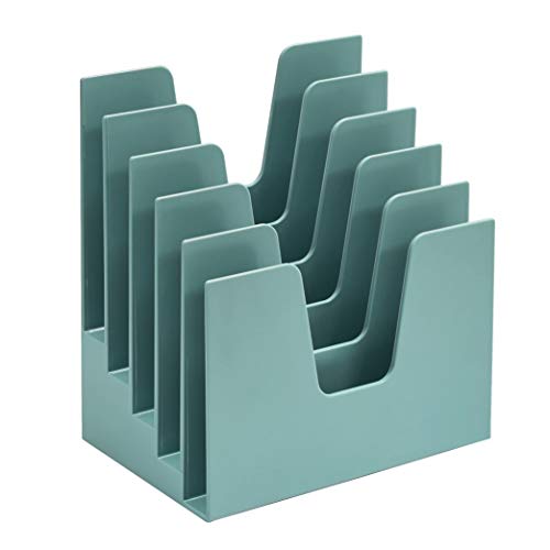 Acrimet 5 Section Incline File Sorter Organizer, Desktop Mail Holder, Green | Durable Plastic, Space-saving Design, Easy Document Access, Ideal for Office, Home and School Use - color: Solid Green