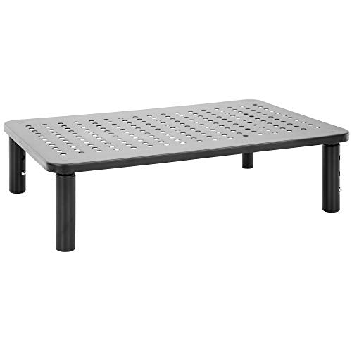 Mount-It! Height Adjustable Single Monitor Riser | Metal Mesh Computer Screen Platform | Desktop Riser for Laptop, Monitor, and Printer | 44lbs Capacity (Black) - size: Set of 1