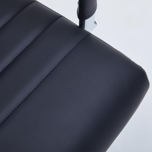 Black Leather Ribbed Office High-Back Desk Conference Chairs with Wheels | Ergonomic High-Back Executive Chairs with Wheels Adjustable Swivel Computer Task Desk Chair with Arms and Thick Padded Seat - color: Black, size: High Back