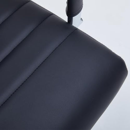 Black Leather Ribbed Office High-Back Desk Conference Chairs with Wheels | Ergonomic High-Back Executive Chairs with Wheels Adjustable Swivel Computer Task Desk Chair with Arms and Thick Padded Seat - color: Black, size: High Back