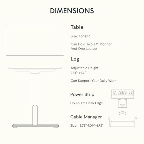 FLEXISPOT EN2 48"x24" Bamboo Electric Standing Desk with Power Strip | Solid Bamboo Desktop, Cable Management, Convenient Clamp Power Strip, And Clean Home Office Setup, Grey Frame - color: Bamboo Top + Grey Frame, size: 48x24"