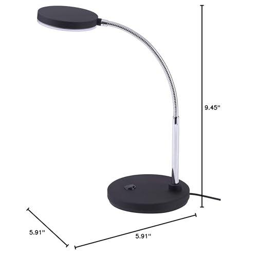 Bostitch Office LED Metal Gooseneck Desk Lamp, Flicker Free, Adjustable Head (VLED1800BK), Black