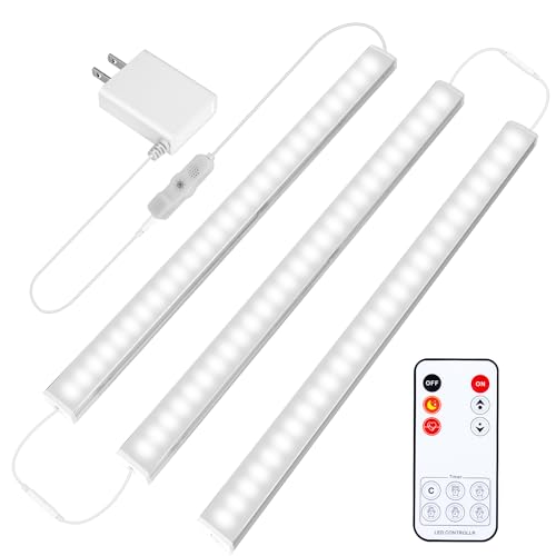 Maylit 3 PCS 12-inch Plug-in Under Cabinet Lights, Ultra-Thin | Daylight White Dimmable Lighting for Kitchen Cabinets, Counters, Workbenches, Desks and Shelves - color: Daylight White (6000K), size: 3 Pack