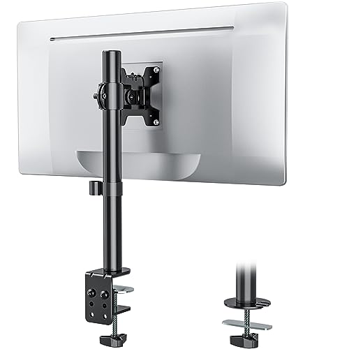 WALI Single Monitor Mount, Vesa Monitor Arm for 13-32 inch, up to 22lbs | Adjustable Monitor Mount for Desk, Full Motion with Tilt, Swivel, Rotation, C-Clamp/Grommet Mounting, VESA 75/100mm (M001S) - size: Single, style: Adjustable
