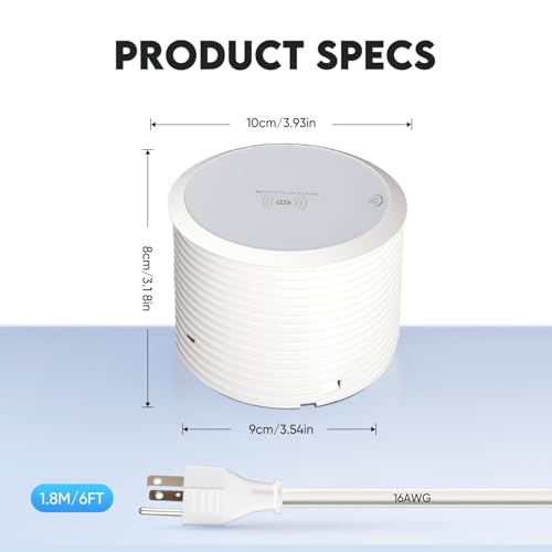 Desk Power Strip with 15W Wireless Charger, PD 20W USB-A, QC 3.0 USB-C Fast Charging Embedded Power Outlet, Recessed Power Outlet with AC outlets and 6FT Cord - color: white