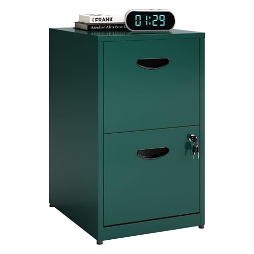 Polup 2 Drawer File Cabinet with Lock, Office File Cabinet with Drawers for Under Desk, Small Filling Cabinet for Home Office, Green, Assembly Required - color: Green, style: 2 Drawer
