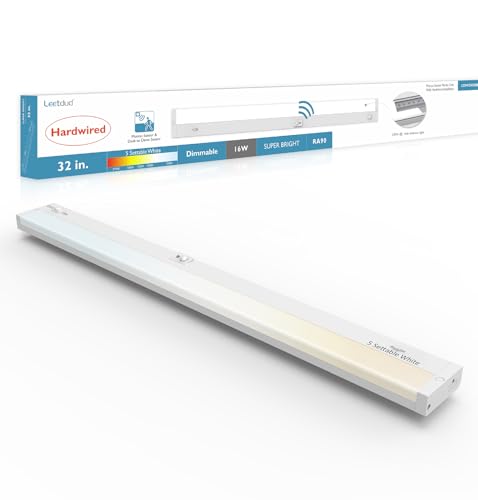 Leetdud Under Cabinet Lighting Motion Sensor Hardwired, 32 Inch 16W Dimmable, 5 CCT 2700/3000/3500/4000/5000K, Eyes Care Design Linkable Under Counter Lights for Kitchen, Sink, ETL Listed, White - color: White, size: 32 inch