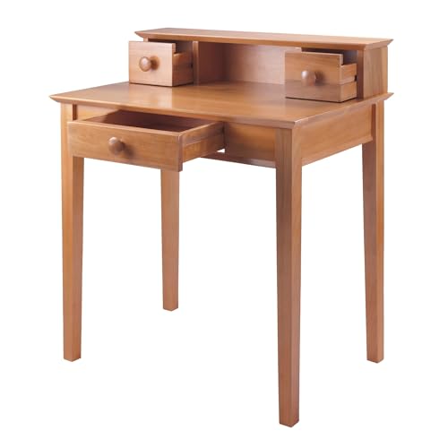 Winsome Studio Writing Desk with 3 Drawers, Honey | Classic Small Home Office Computer Table, Sturdy Furniture for Bedroom, Living Room, Compact & Convenient for Small Spaces