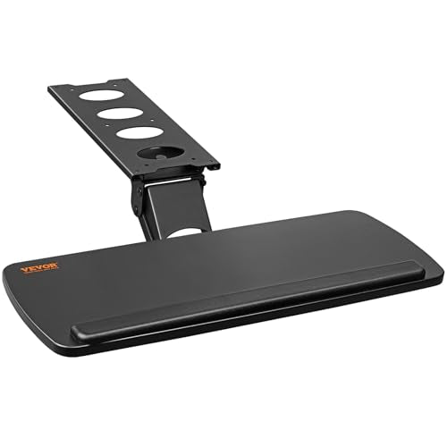 VEVOR Under-Desk Keyboard Tray, Adjustable for Height and Tilt, Slide-Out Design, Spacious 25x9.8 Inch Surface, Ideal for Home and Office Use - style: Adjustable